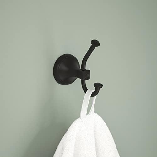 Delta Double Towel Hook for Bathroom Matte Black Durable Easy to Install