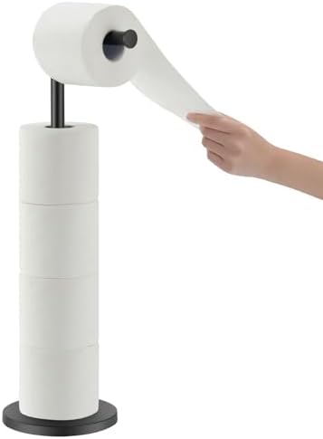 Sturdy Freestanding Toilet Paper Holder with Matte Black Finish