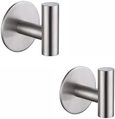 Zuvky Self Adhesive 304 Stainless Steel Waterproof Towel Hook 2-Pack Silver