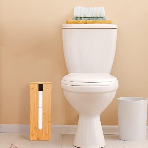 Bamboo Toilet Paper Holder - 3 Roll Organizer Stand