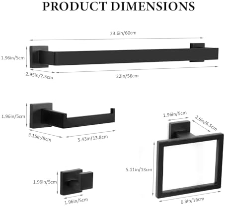 DUMDER 10-Piece Matte Black Bathroom Hardware Set
