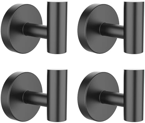 SetSail 4-Piece Matte Black Towel Hooks for Bathrooms