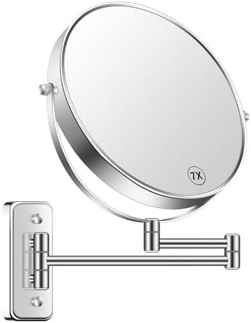 Versatile 7X Wall-Mounted Makeup Mirror with Swivel for Men Women