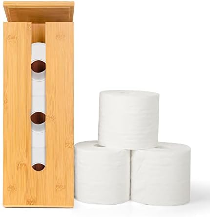 Bamboo Toilet Paper Holder - 3 Roll Organizer Stand