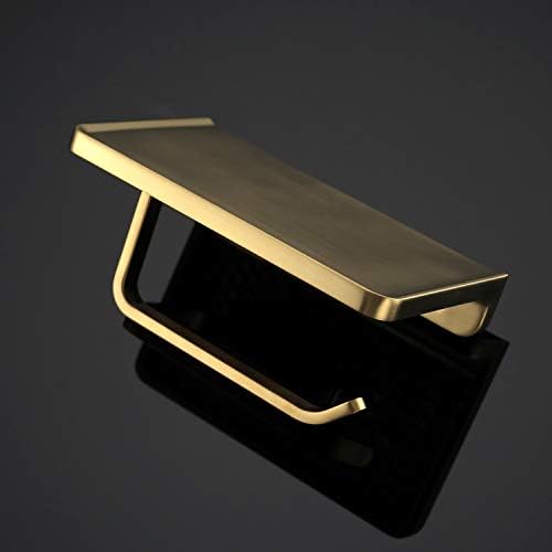 TRUSTMI Toilet Paper Holder with Phone Shelf - Brushed Gold