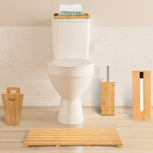 Bamboo Toilet Paper Holder - 3 Roll Organizer Stand