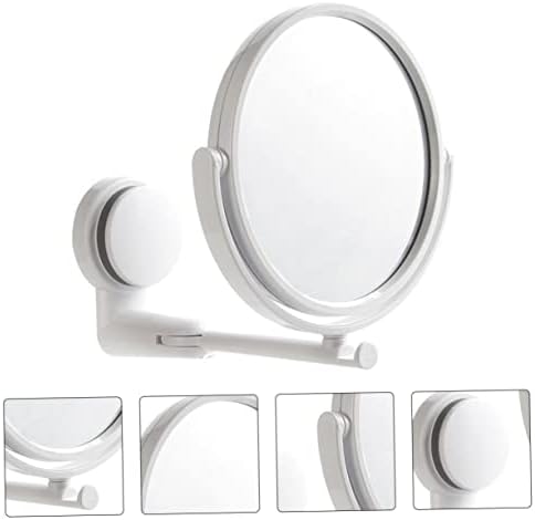FOYTOKI Compact Wall-Mounted Makeup Mirror with Suction Cup ABS White