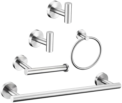 Modern 5-Piece Brushed Nickel Bathroom Hardware Set