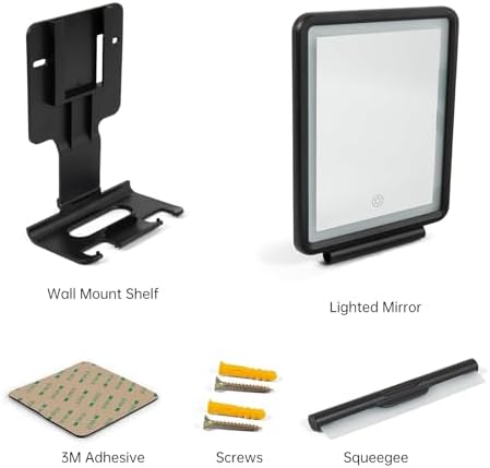 Anti-Fog Shower Mirror with Squeegee 3 Light Modes