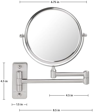 7 Magnetic Vanity Mirror 7X Magnifying 360 Swivel Nickel Finished
