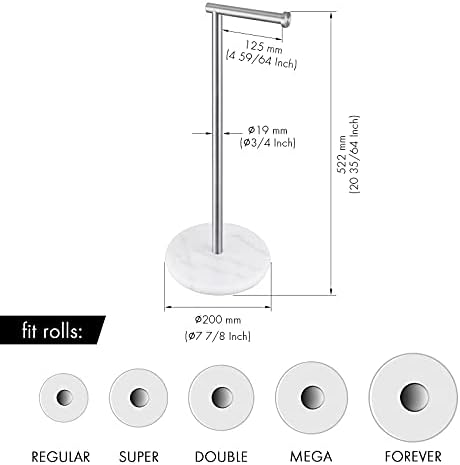 KES Freestanding Toilet Paper Holder withNatural Marble Base and Stainless Steel Finish
