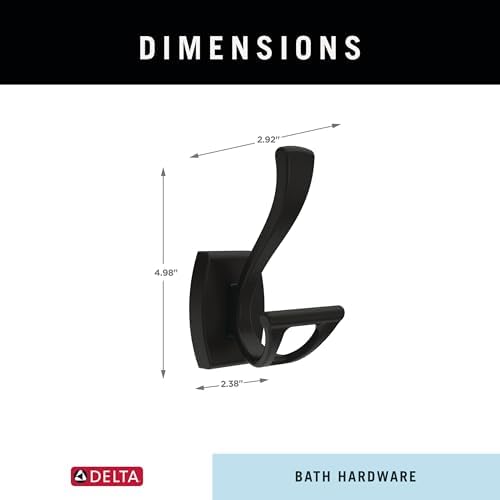 Delta Dansant Towel Hook Matte Black Double-J Wall-Mounted for Robes