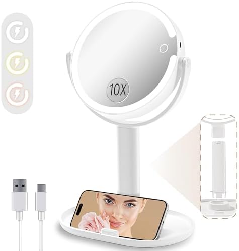 Vanity Mirror with Lights Double Sided 10X Magnification
