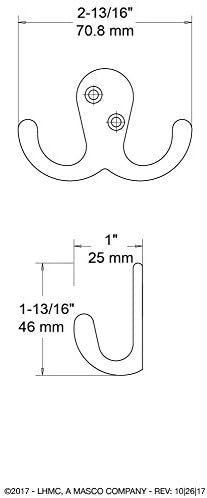 Liberty Hardware B59104Z-FB-C Double Prong Robe Hook
