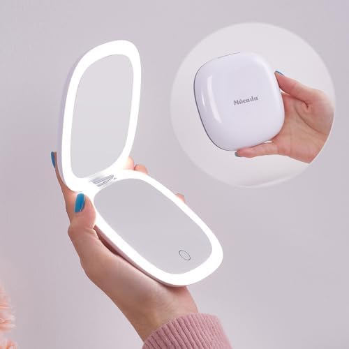 Compact LED Magnifying Mirror - 4 inches 1X10X Magnification Reusable Portable
