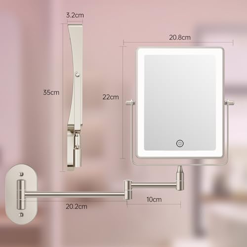 FASCINATE Rechargeable Wall-Mounted Makeup Mirror 10-incher 10X Magnification