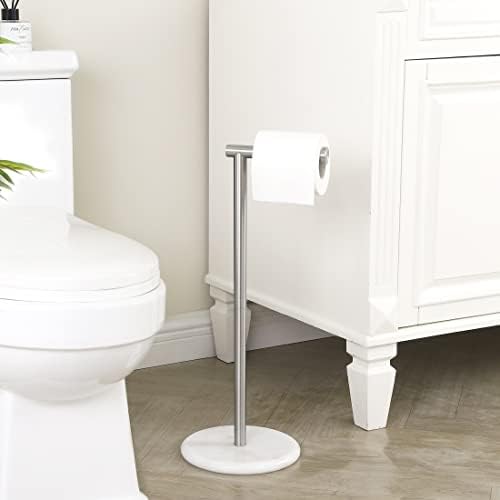KES Freestanding Toilet Paper Holder withNatural Marble Base and Stainless Steel Finish