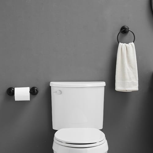 RUMOSE 2-Pack Toilet Paper Holder Towel Ring Matte Black Flexible Balance