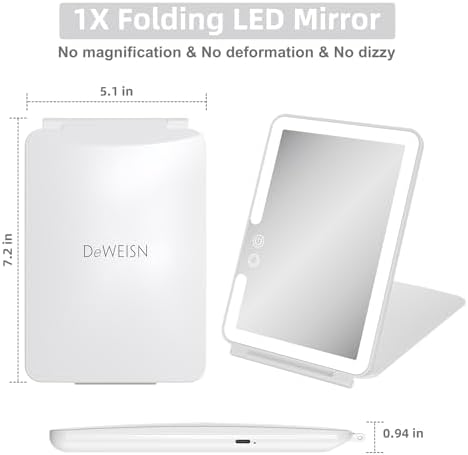 Durable Travel Makeup Mirror with 72 LED Lights