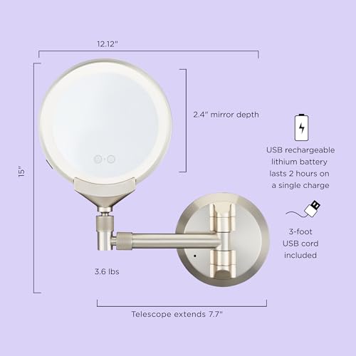 Conair LED Lighted Makeup Mirror with Rechargeable LED