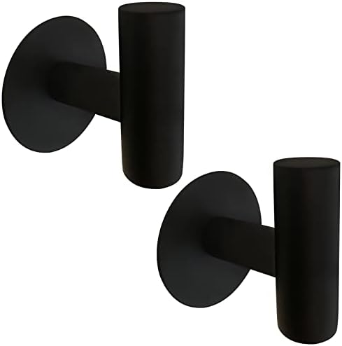 Matte Black Adhesive Wall Hooks 2-Piece Set Heavy Duty Towel Coats Hangers