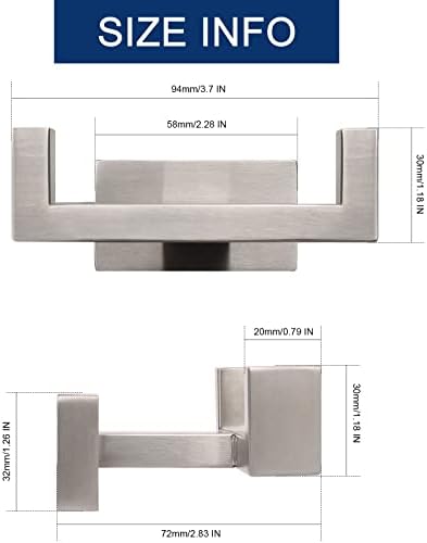 NearMoon Rust-Resistant Double Towel Hook Stainless Steel