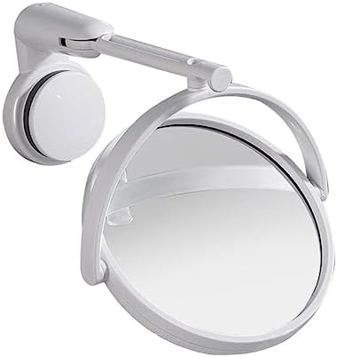FOYTOKI Compact Wall-Mounted Makeup Mirror with Suction Cup ABS White