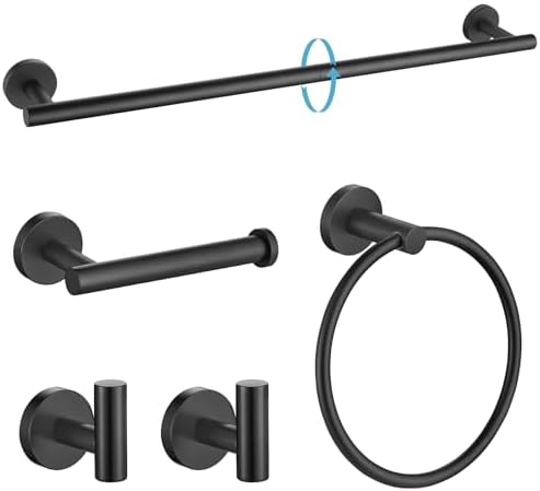 TURS Matte Black Bathroom Towel Bar Set