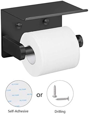 Stainless Steel Toilet Paper Holder with Phone Shelf