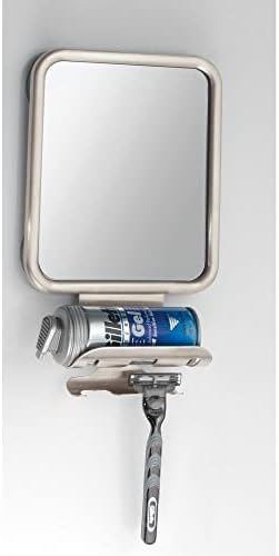 mDesign Large Modern Metal Suction Shaving Mirror for bathrooms