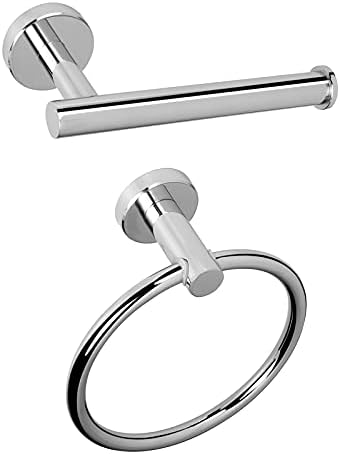 NearMoon 2-Piece Stainless Steel Bath Towel Ring Holder Chrome Finish