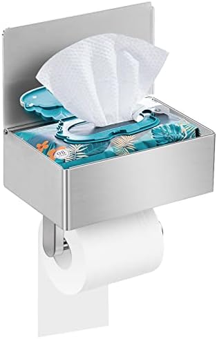 BARIKUEO Stainless Steel Toilet Paper Holder with Wet Wipes LargeBrushed Nickel