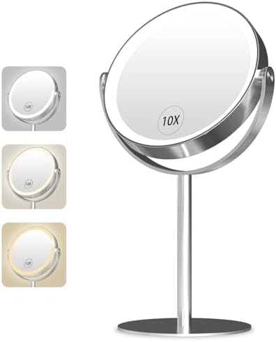 10x Magnifying Mirror with Rechargeable Light