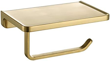 TRUSTMI Toilet Paper Holder with Phone Shelf - Brushed Gold