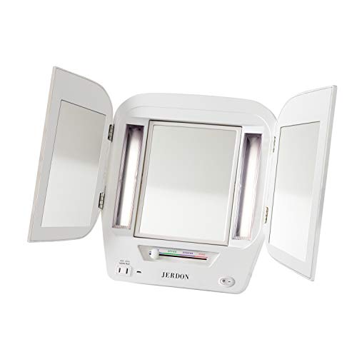 JERDON Multi-Light Trifold Vanity Mirror Makeup Mirror