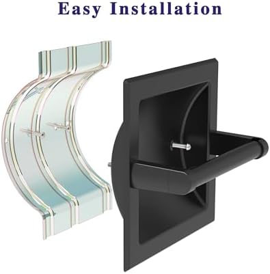 Matte Black Recessed Toilet Paper Holder for Large Rolls