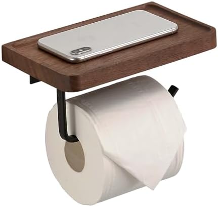 Adhesive Toilet Paper Holder with Shelf 304 Stainless Steel Matte Black