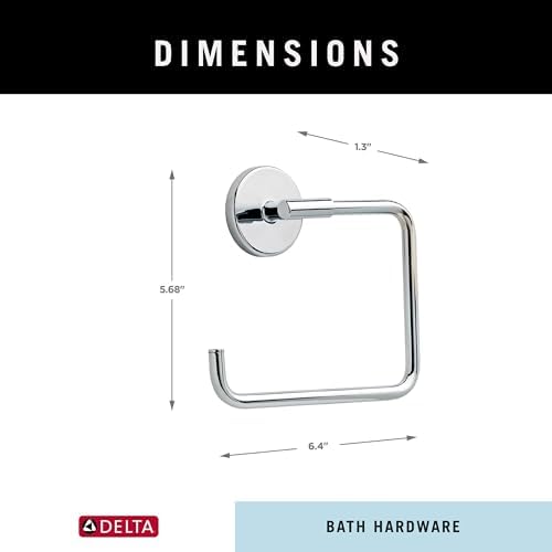 Delta Trinsic Hand Towel Holder - Square Chrome Towel Ring for Bathroom Kitchen