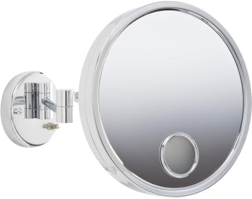 JERDON Chrome Finish Wall-Mounted Makeup Mirror 9-Inch Round 3X Magnification