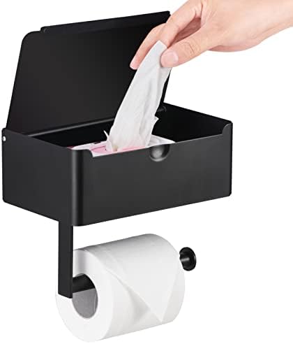 LayukiTOILETPAPERHPOHOLDER WITH WIPEHOLDER STAINLESS STEEL WALL MOUNTED MATT BLACK DURABLE