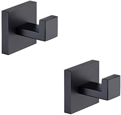 TASTOS Bath Towel Hooks Matte Black 2 Pack