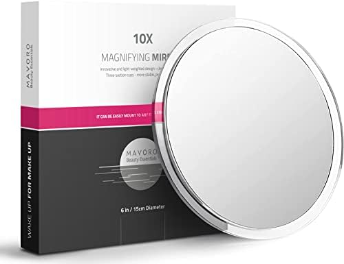 Mavoro 10x Magnifying Mirror with suction cups for makeup