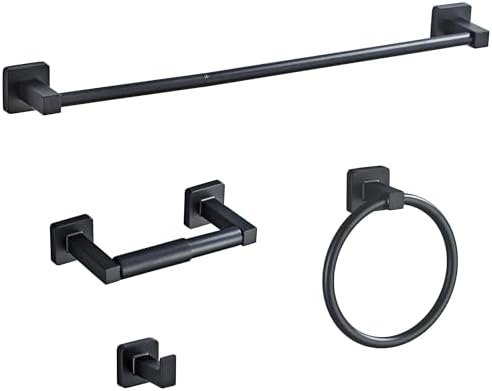 Matte Black Bathroom Hardware Set 4-Piece Stainless Steel Set