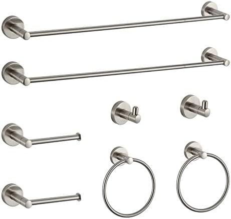 BGL Bathroom Hardware Set Brushed Nickel 8-Piece Towel Bar Set