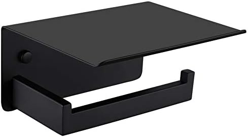 APLusee Premium Stainless Steel Toilet Paper Holder with Shelf Matte Black