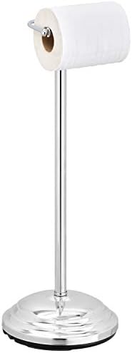 MyGift Silver Chrome-Plated Toilet Paper Holder with Stable Base