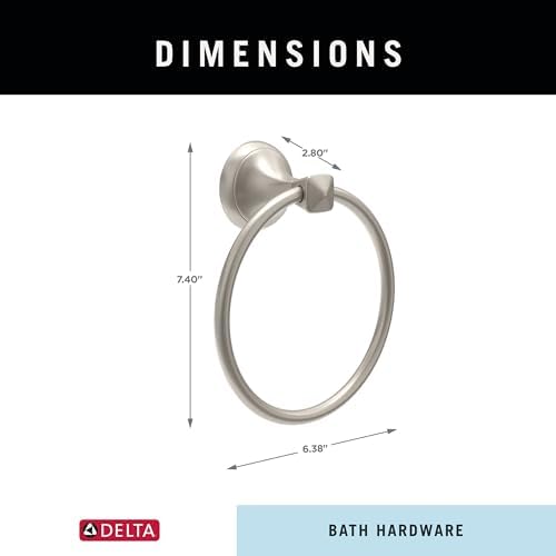 Delta ESATO Wall-Mounted Towel Ring Brushed Nickel SpotShield Bathroom Hardware