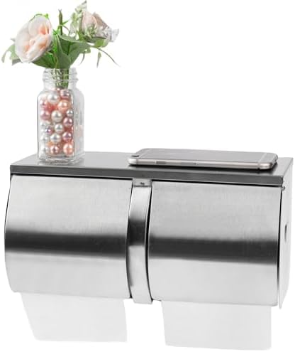 Efficient Durable Double Roll Toilet Paper Holder with Shelf Storage