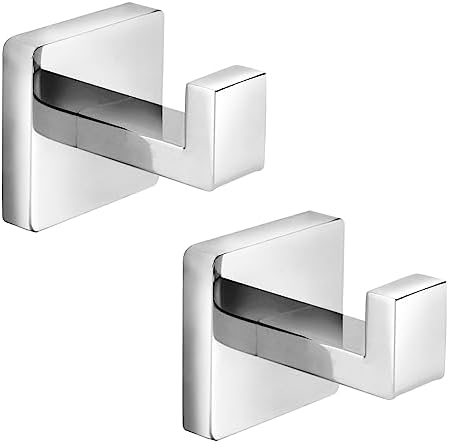 Stainless Steel Heavy Duty Coat Hook Set - Chrome Polished 2-Pack