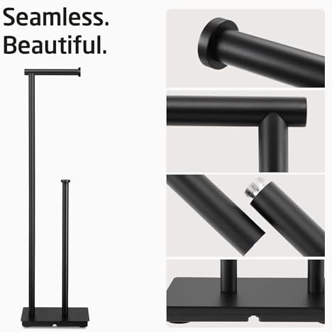KES Freestanding Toilet Paper Holder with Reserve Matte Black 29 H